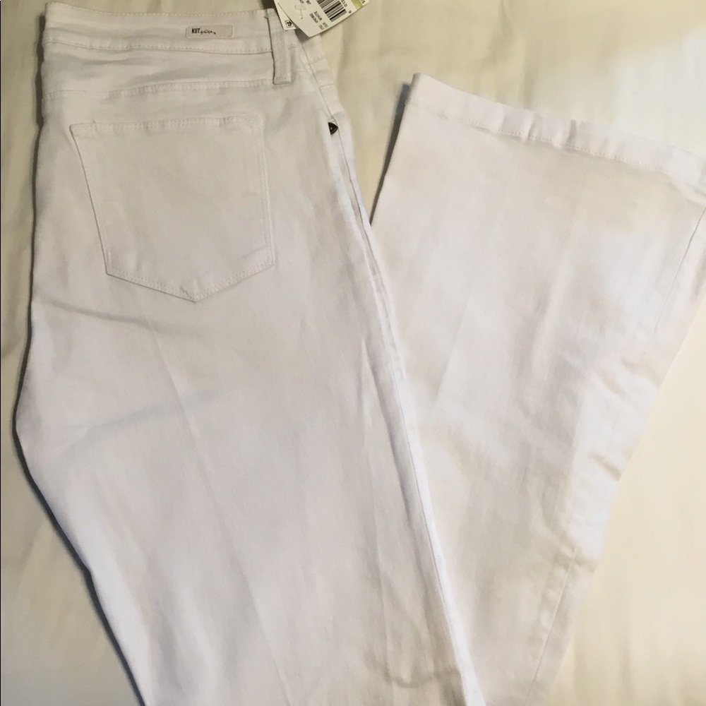 NWT Kut Chrissy Flare White Jeans 14 long